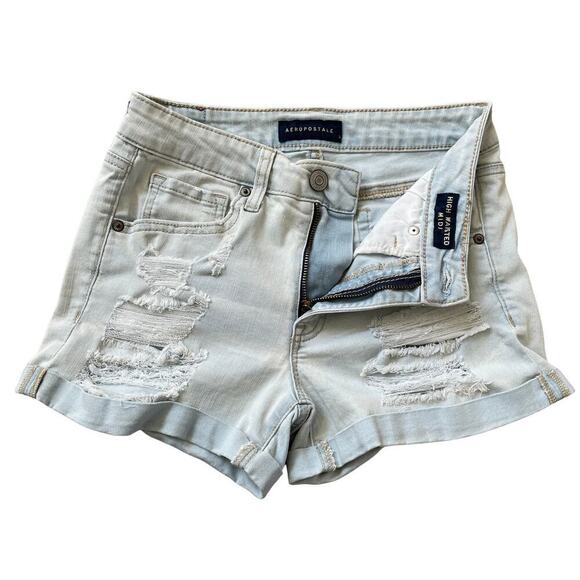 Aeropostale Size 4 Jean Shorts | Light Wash, High Rise, Distressed Denim Y2K - Picture 1 of 5